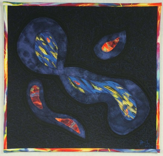 Transitions #2: Blue Moods, 13"x13", rayon on cotton. © 2014 Joni Beach.